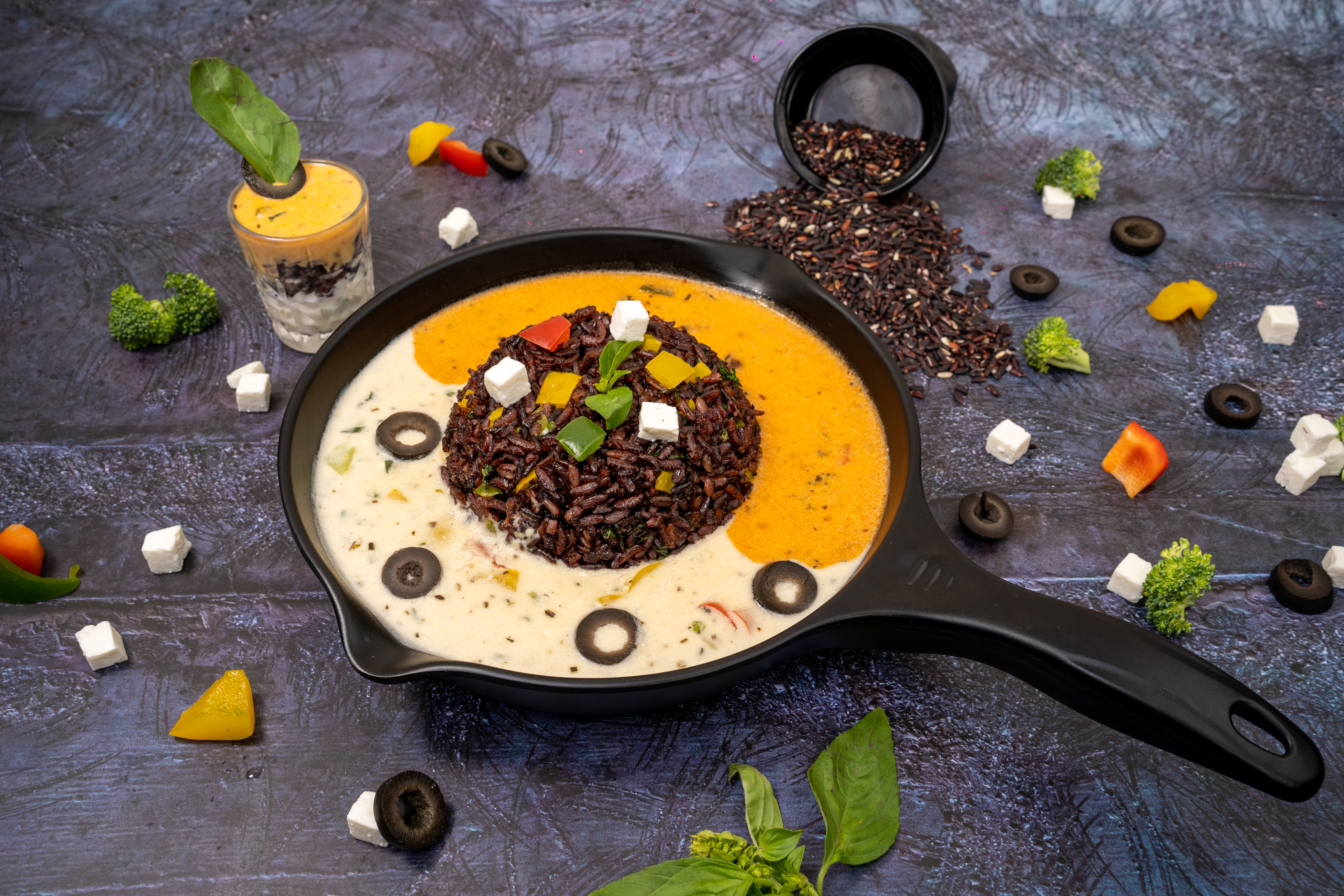 Black Rice with Devil Paneer & Cheese Curry